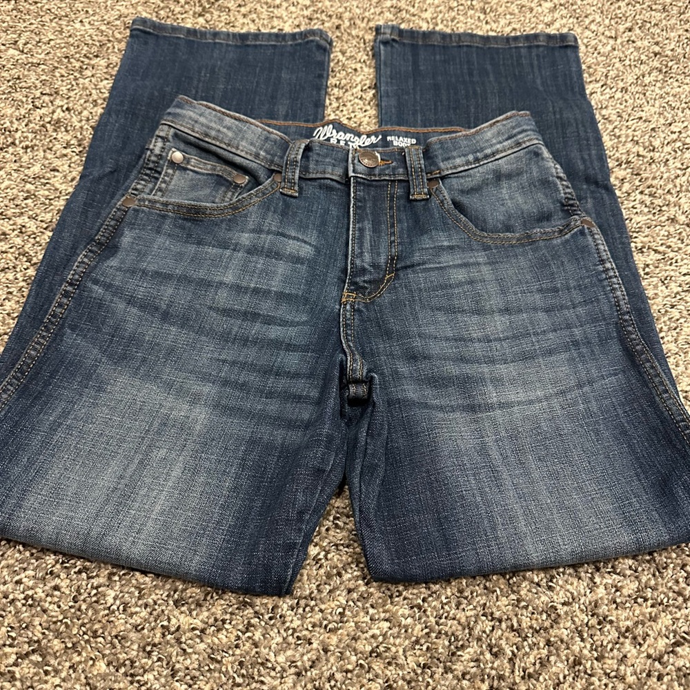 Wrangler Retro Relaxed Boot Cut Jeans Kids Denim Blue Wash Size 14 Reg
